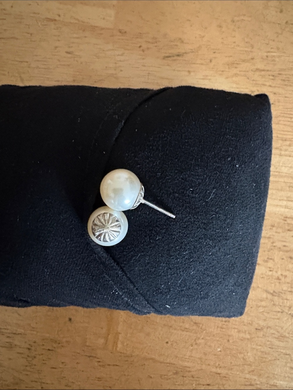 Pearl Button Stud Earrings - White Faux Pearl